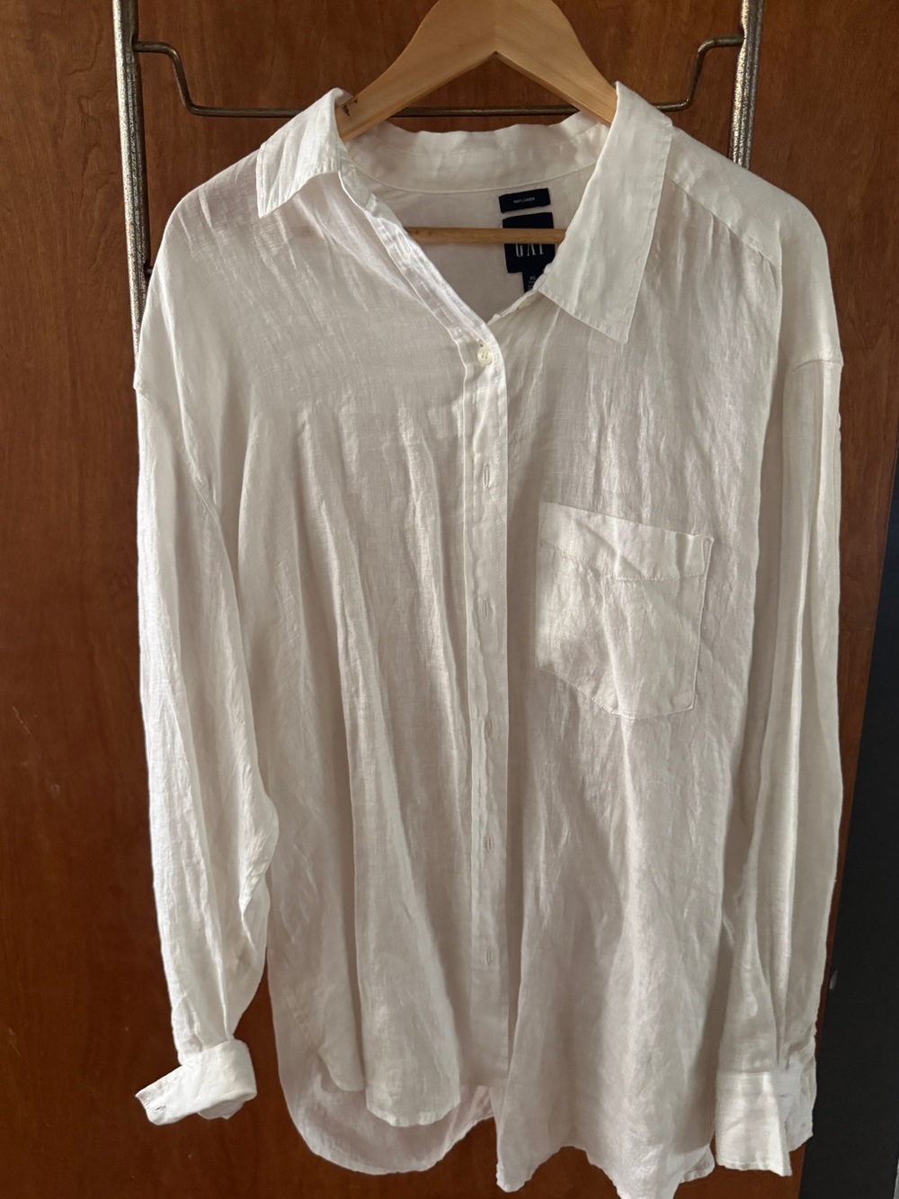 Women’s  White Linen Button-Up Shirt
